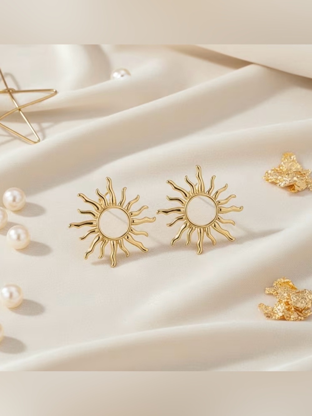 NEW! Elegant Gold Sunburst Stud Earrings. Luxury Sun Earrings ☀️